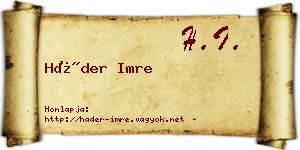 Háder Imre névjegykártya